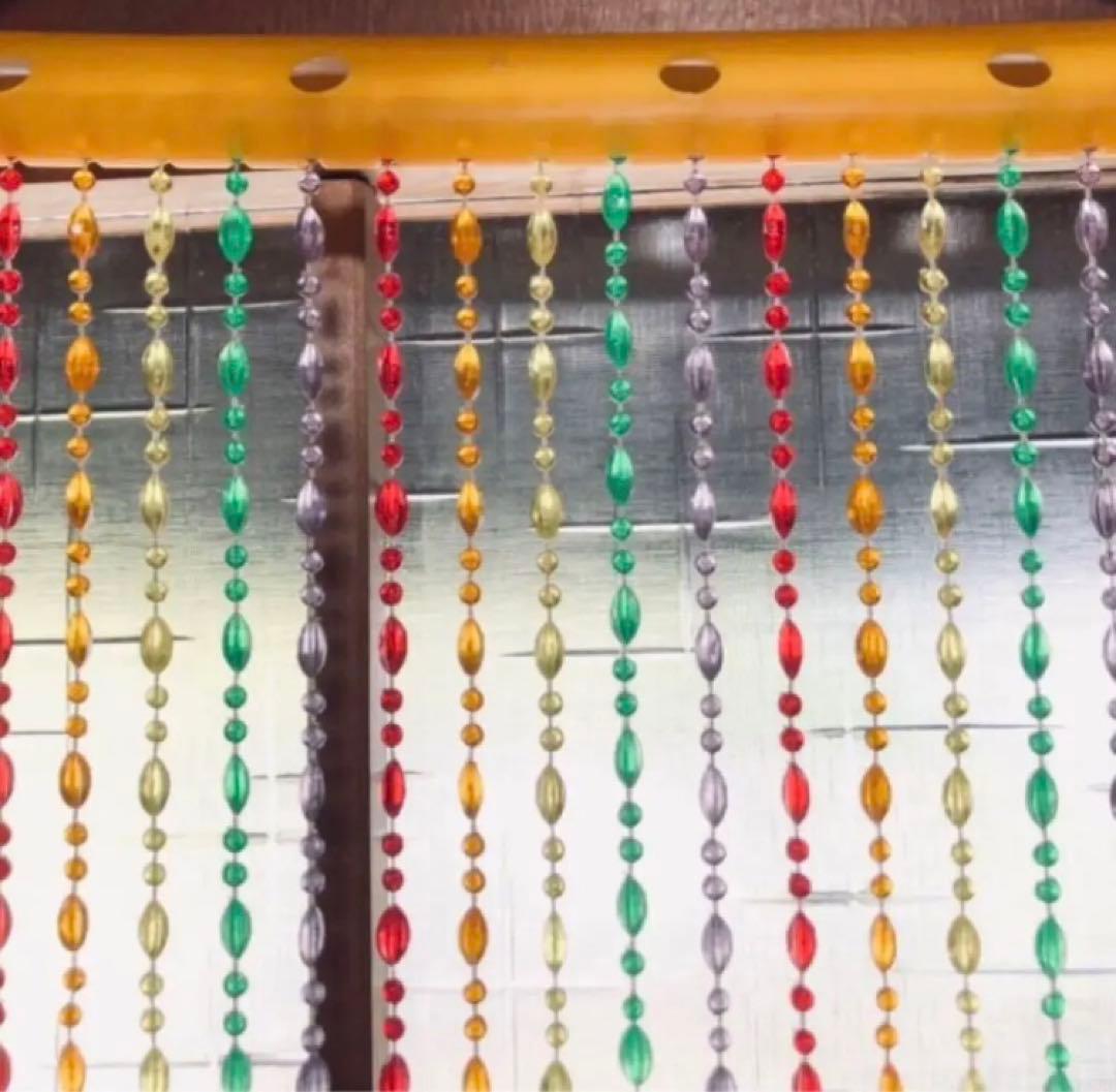 レア★ビーズカーテン クリア 平成レトロ 昭和レトロ ポップ スケルトン のれん