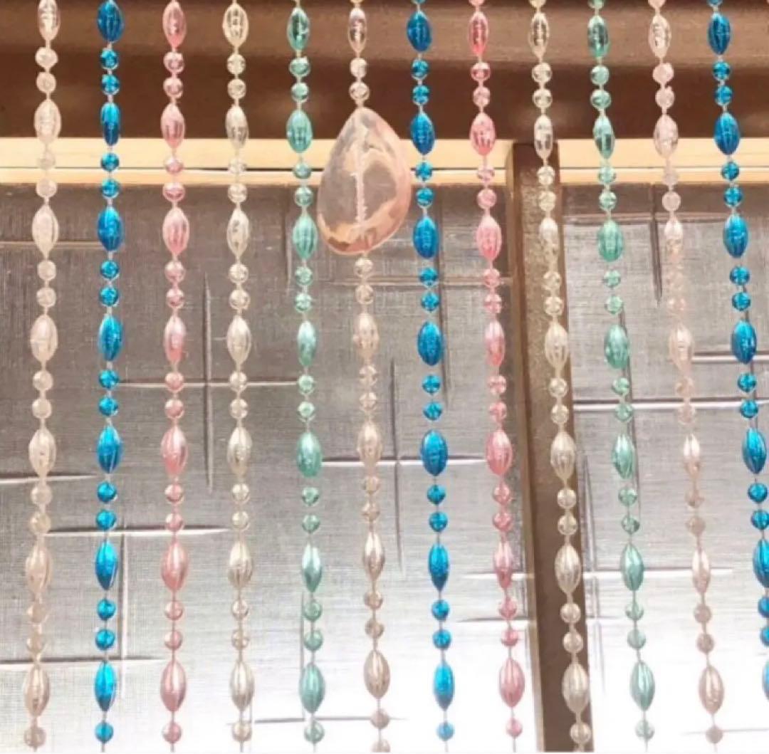 レア★ビーズカーテン クリア 平成レトロ 昭和レトロ ポップ スケルトン のれん