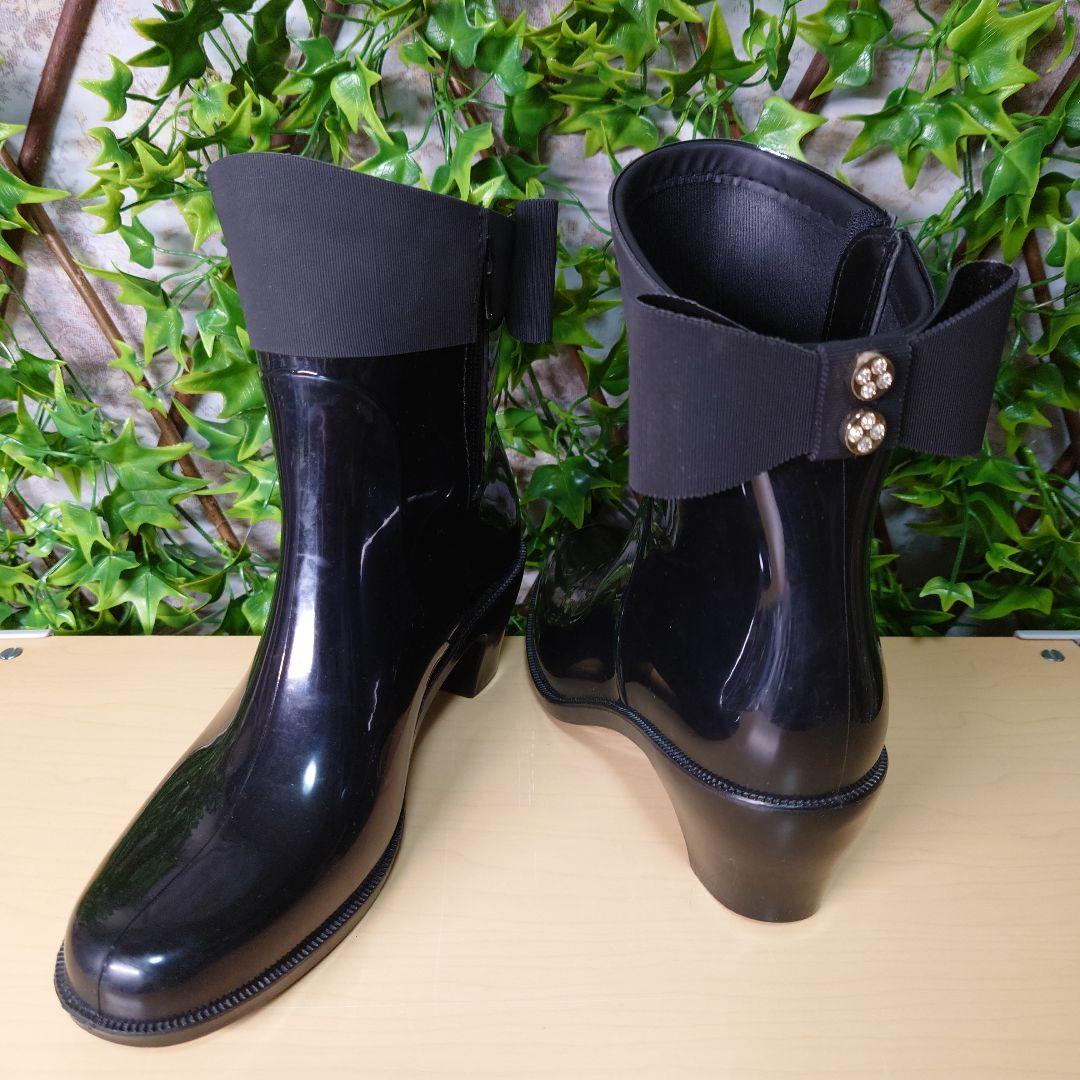 TOCCA レインブーツ バックリボン　ブラックLサイズ
