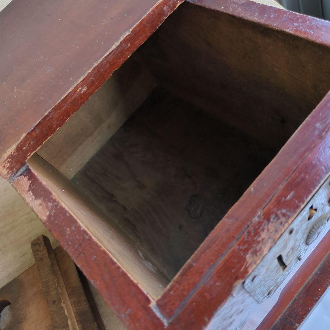 骨董 銭箱 木製 金具 物入 丁場 金庫 アンティーク 木箱 古道具 飾り金具
