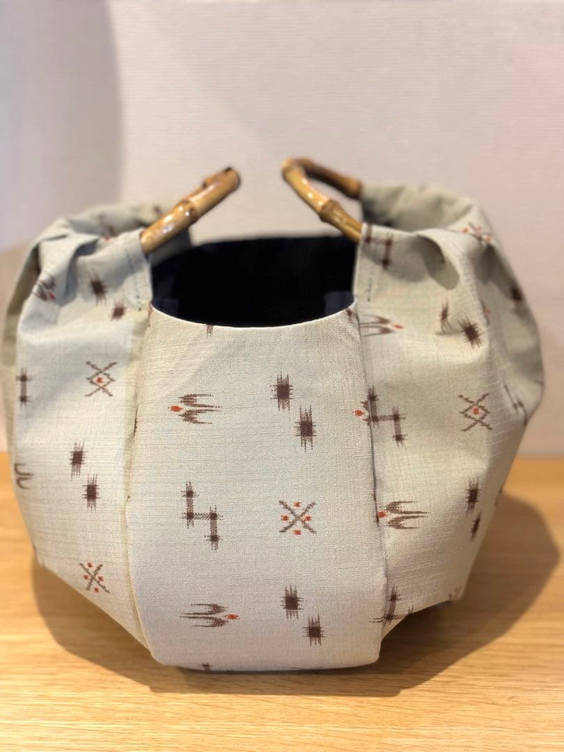 琉球柄　沖縄絣柄　モスグレー　和装バック・着物バック　入学卒業結婚式七五三振袖