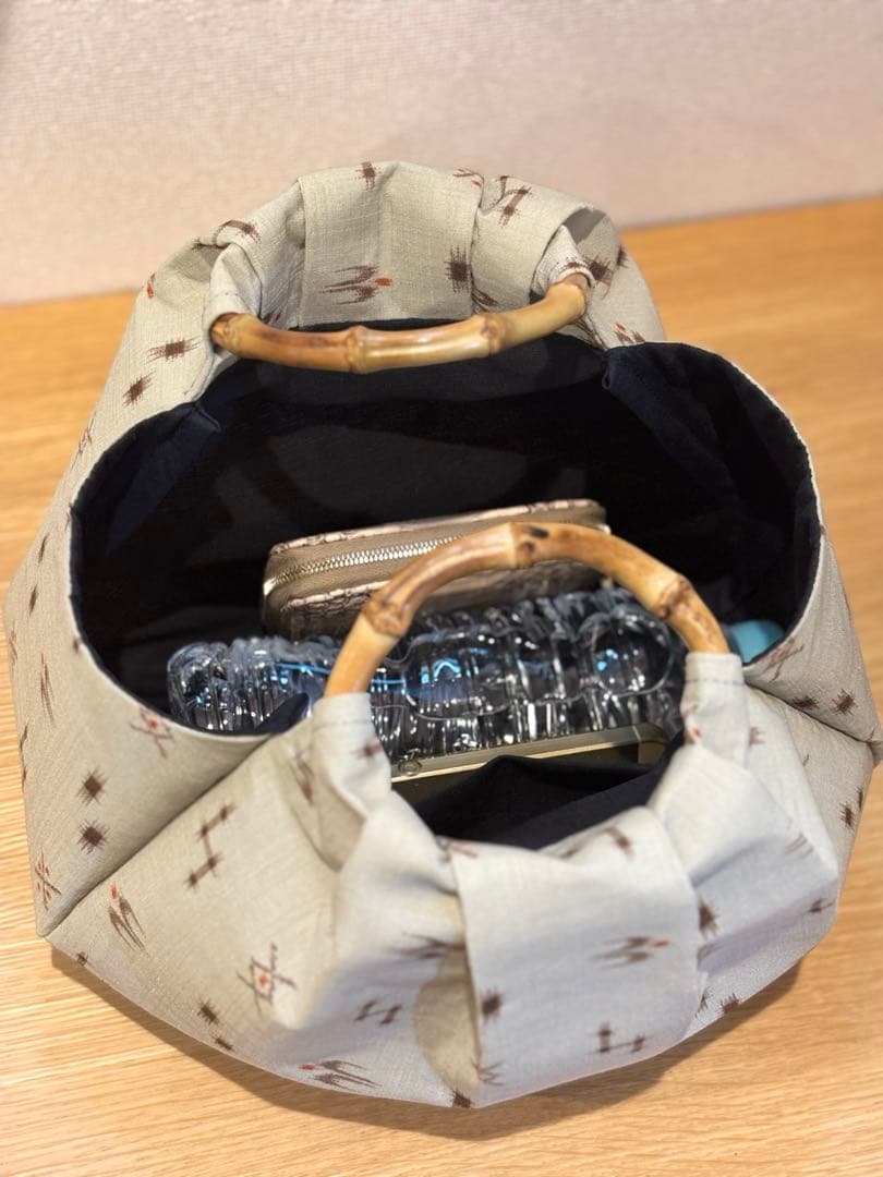 琉球柄　沖縄絣柄　モスグレー　和装バック・着物バック　入学卒業結婚式七五三振袖