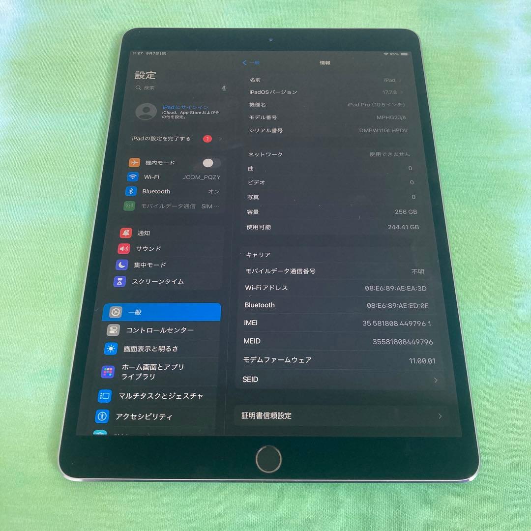 198 電池ほぼ新品☆iPad Pro 256GB 10.5インチ SIMフリー