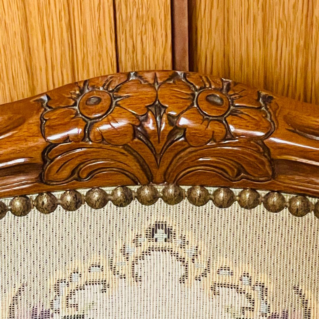 【美品】仏フランス アンティーク家具 プチポワン アームチェア ゴブラン織り