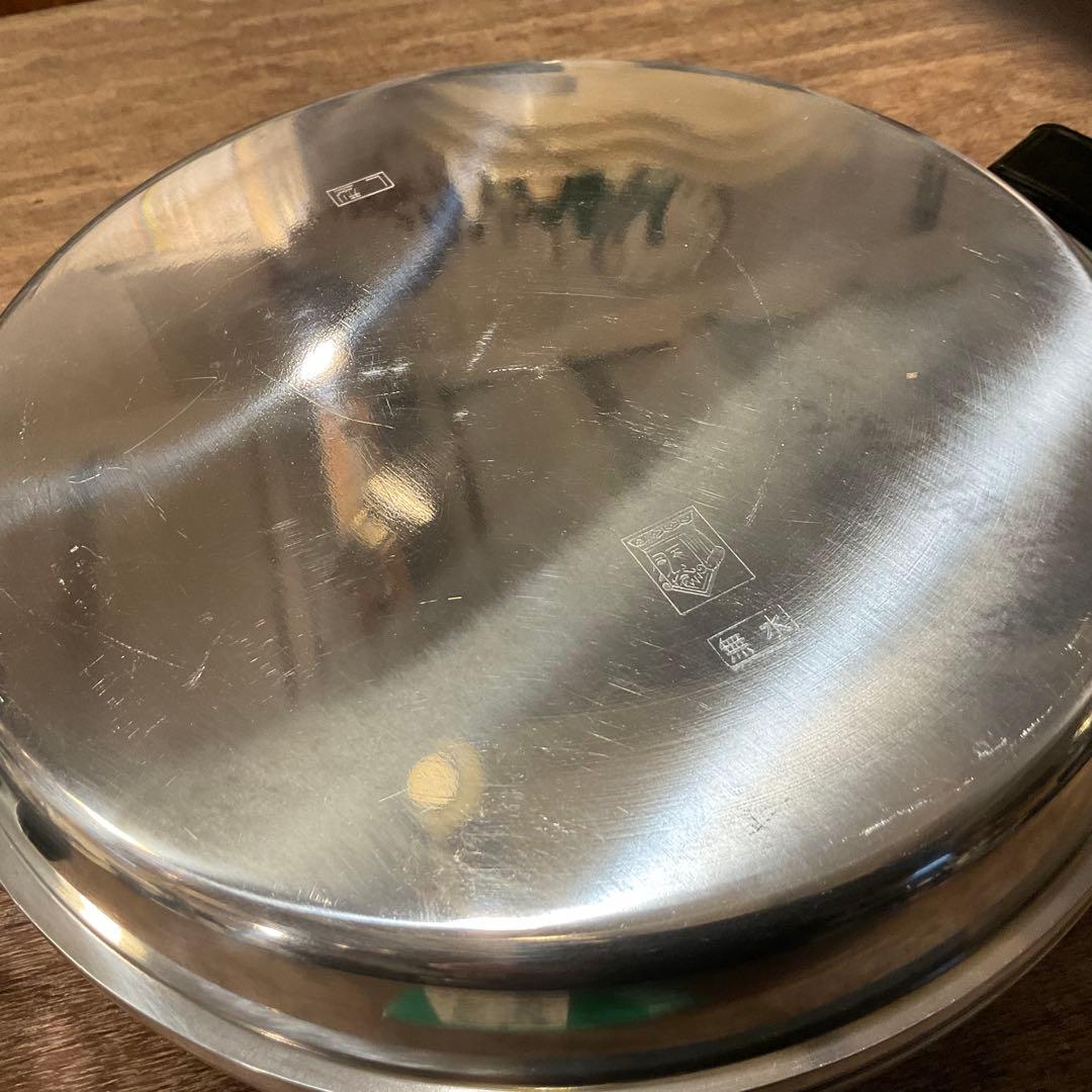 希少 Lサイズ 未使用品！KING 無水鍋 両手鍋 ムスイ 直火専用 ガス 28