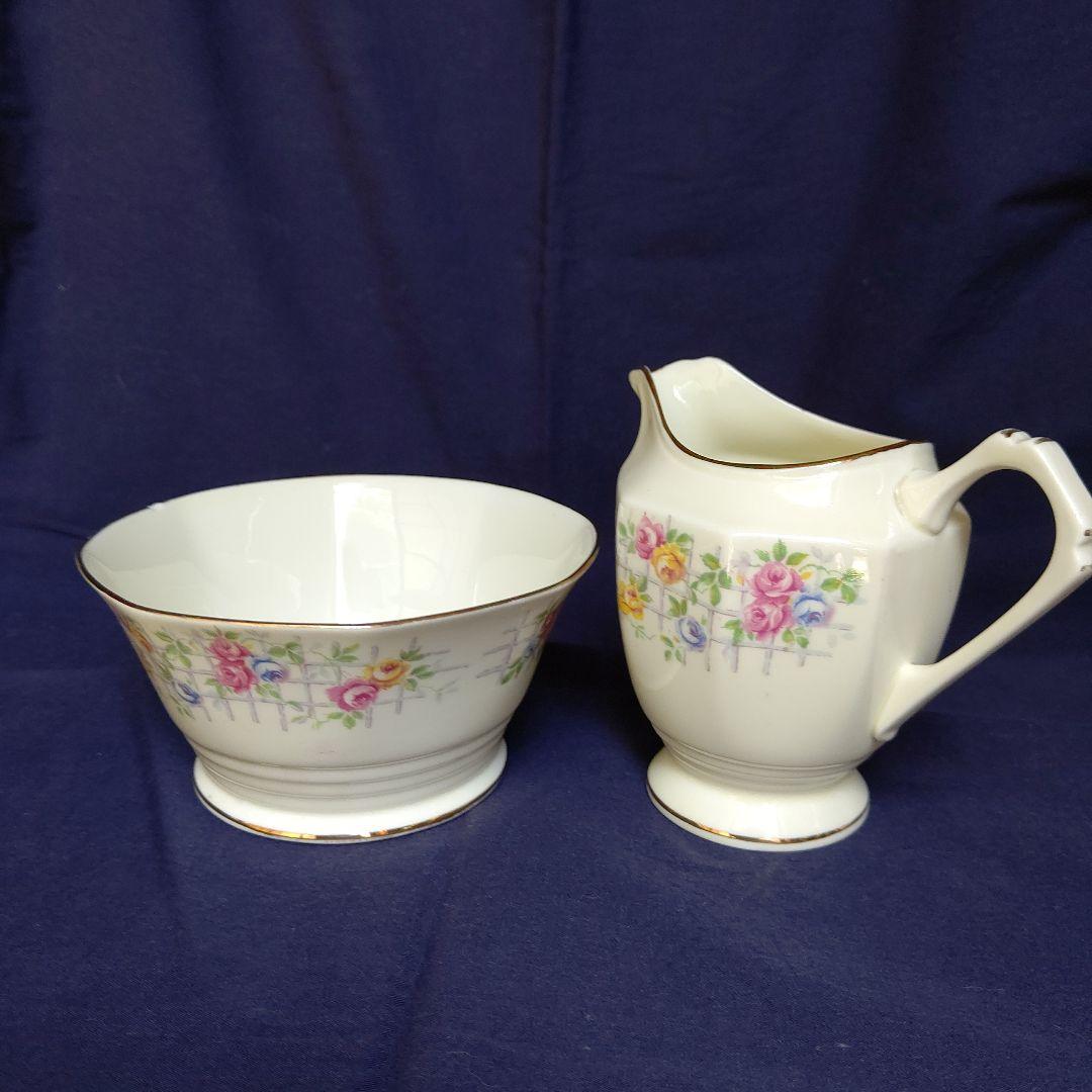 希少 アンティーク 英国タスカン窯トリオ &クリーマーとシュガーポット セット