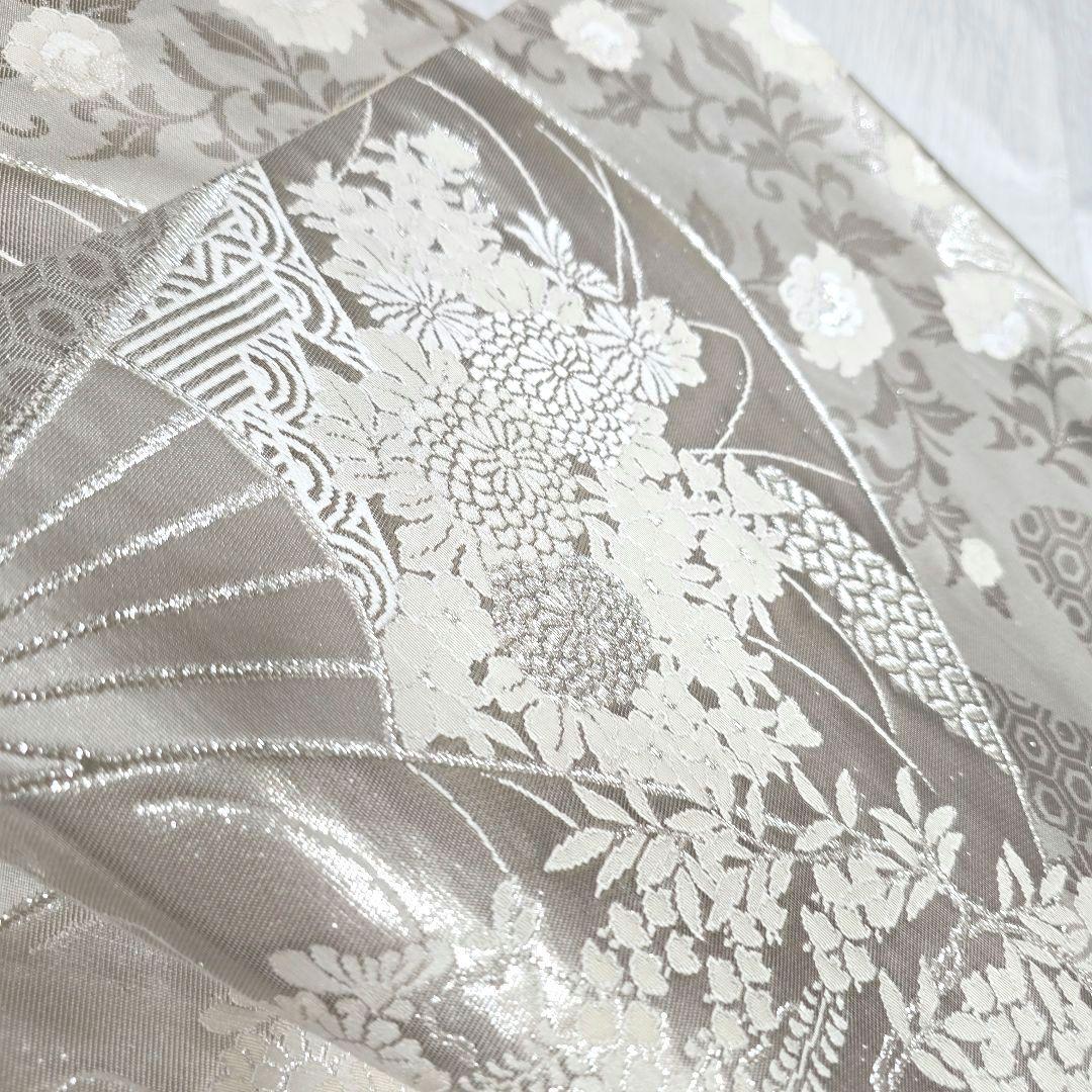 水色花の丸訪問着と袋帯・帯揚げ帯締めの4点フルセット