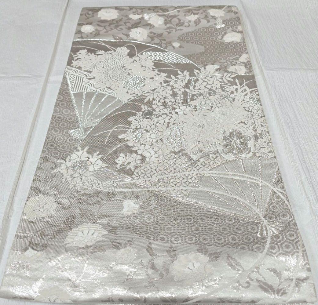 水色花の丸訪問着と袋帯・帯揚げ帯締めの4点フルセット