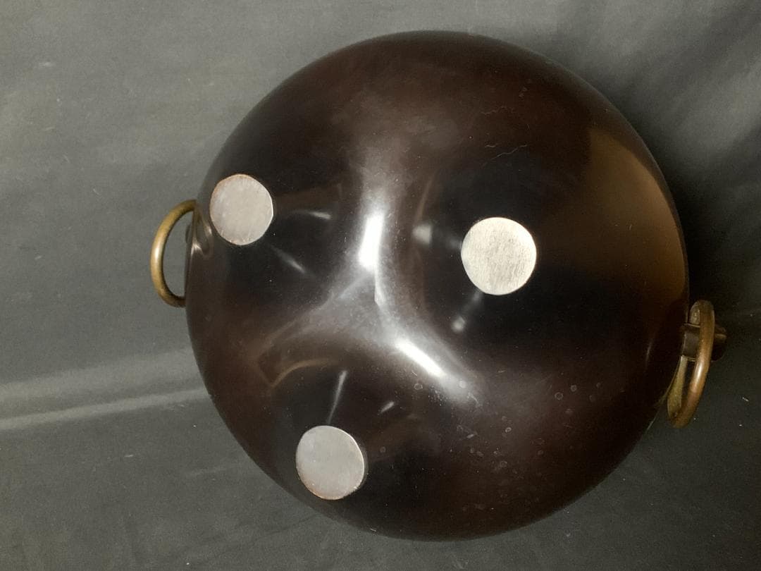 高橋敬典 金谷浄雲 南鐐銀摘み霰平丸釜 唐銅鬼面風炉 共箱 茶道具 913