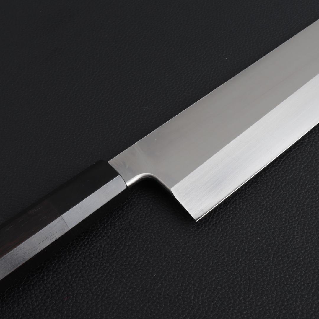 8870 角型薄刃包丁 8寸 刃は究極の切れ味 刺身包丁 黒檀黒水牛角八角柄