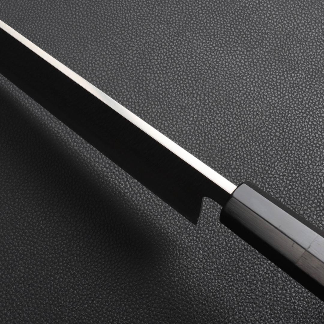 8870 角型薄刃包丁 8寸 刃は究極の切れ味 刺身包丁 黒檀黒水牛角八角柄