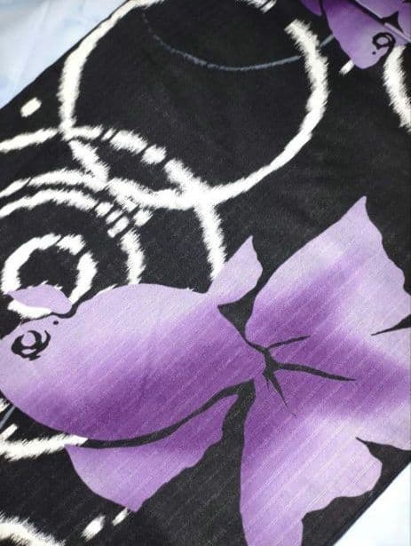 新品未使用　高級浴衣　綿麻　黒　紫　金魚 大人浴衣　27,500円