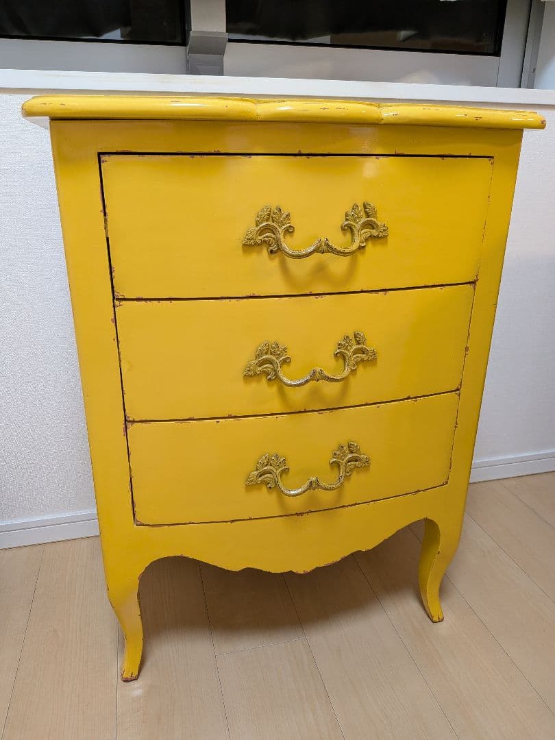 カントリーコーナー　3段引き出しチェスト　黄色