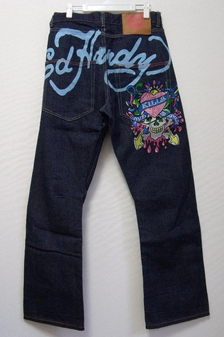 ジ*ン様 【34】エドハーディーEd Hardy デニムジーンズGパンツ ペンキ