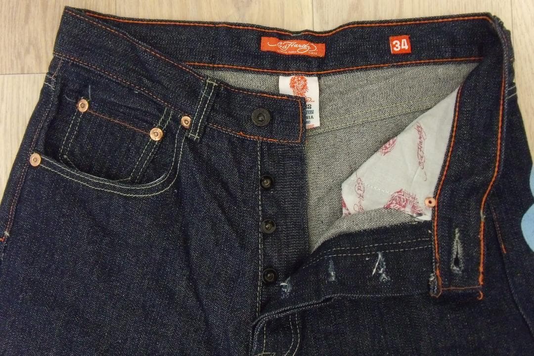 ジ*ン様 【34】エドハーディーEd Hardy デニムジーンズGパンツ ペンキ