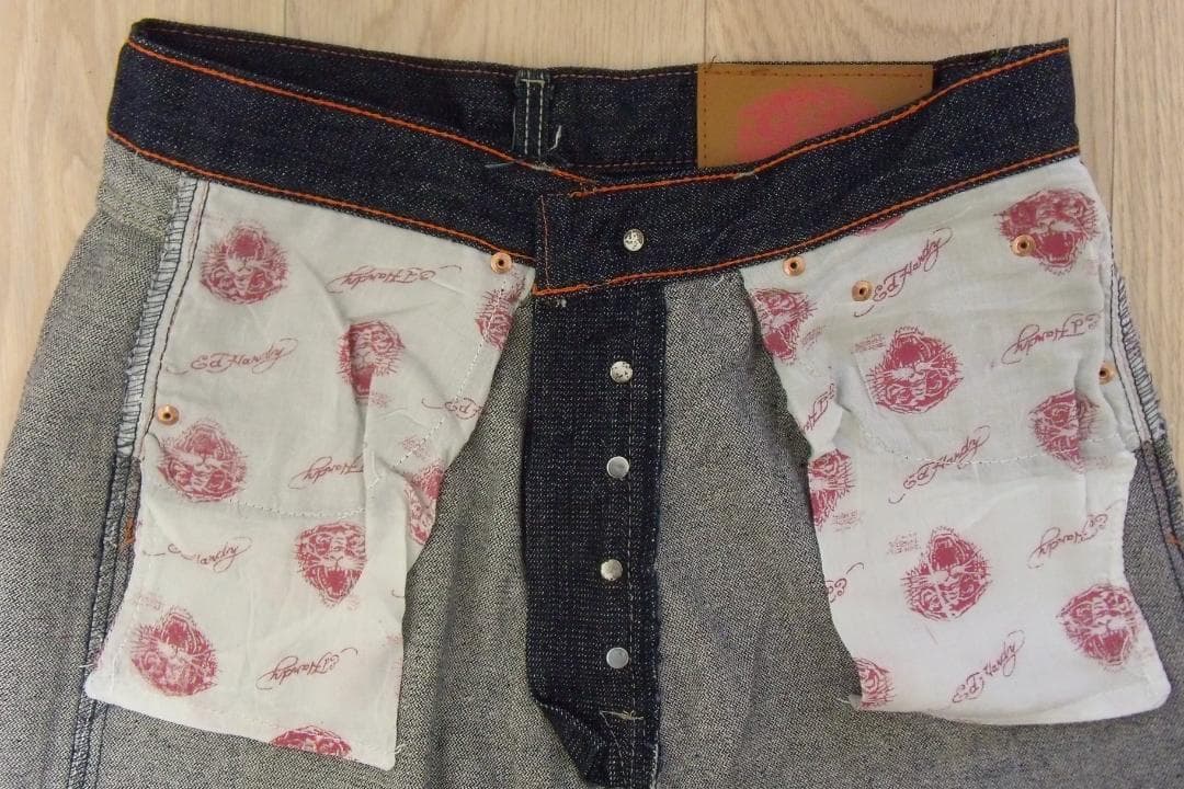 ジ*ン様 【34】エドハーディーEd Hardy デニムジーンズGパンツ ペンキ