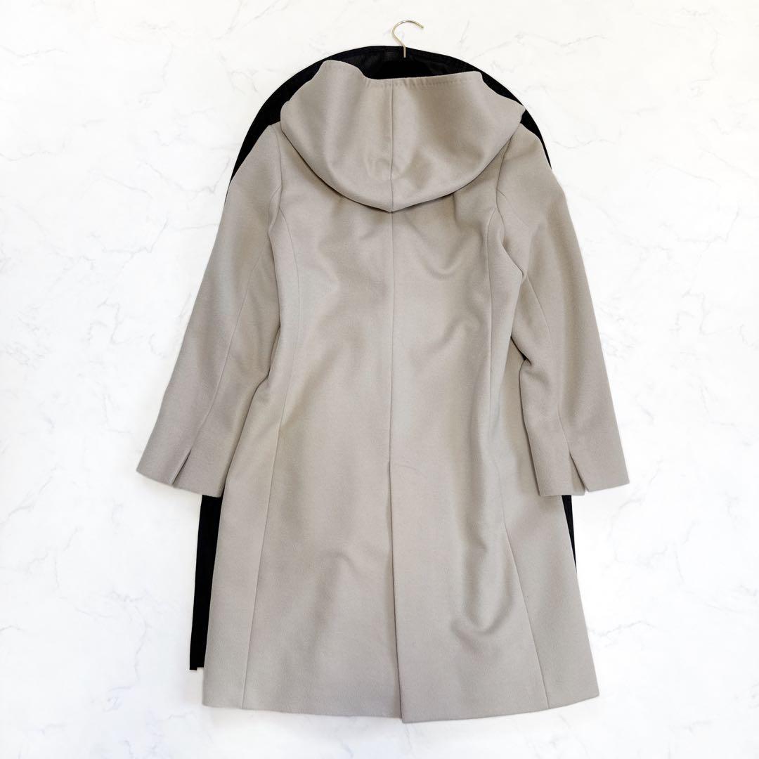 23区 ウールアンゴラビーバー フーデッド コート 38 ベージュ系