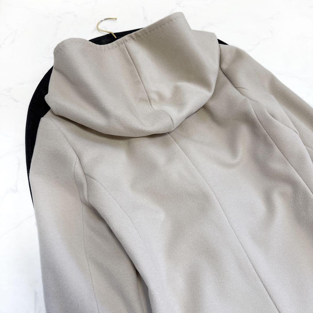 23区 ウールアンゴラビーバー フーデッド コート 38 ベージュ系