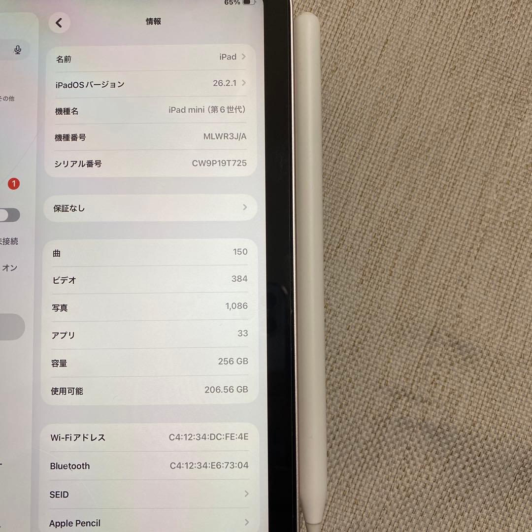 iPad mini 第6世代　256GB ピンク　Apple Pencil付き