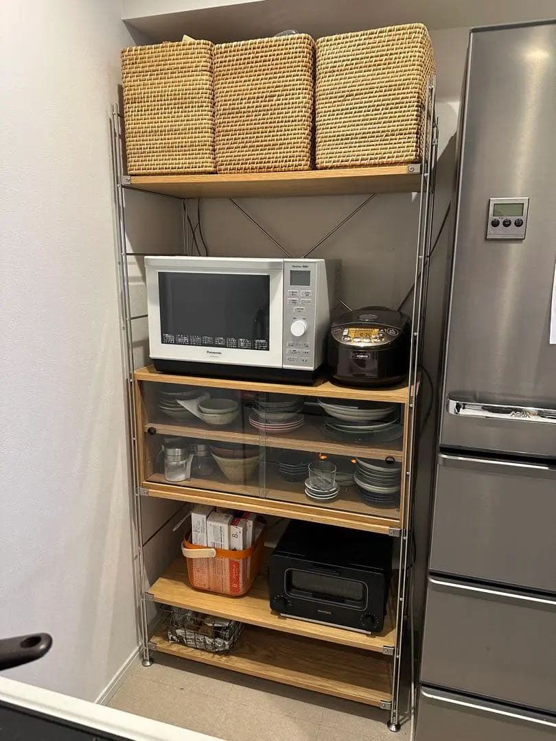 【送料込み】無印良品 ステンレスユニットシェルフ・オーク材セット