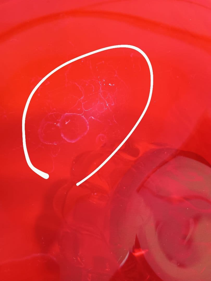 希少　アンティーク　ビンテージ　赤　レッドカラーガラス大皿　昭和レトロ