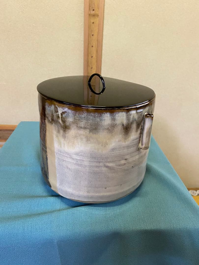 ⭐️本日限定⭐️茶道具/水指 高取耳付水指 十四代 亀井味楽 共箱 塗蓋