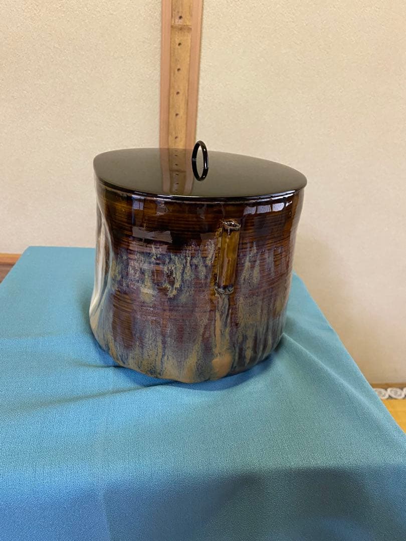 ⭐️本日限定⭐️茶道具/水指 高取耳付水指 十四代 亀井味楽 共箱 塗蓋