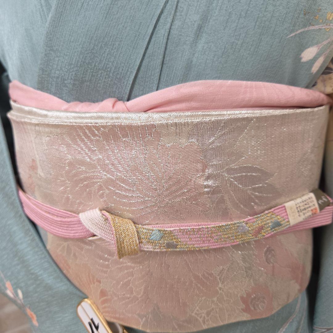 トールサイズ訪問着4点フルセット、着物、袋帯、帯締め、帯揚げ