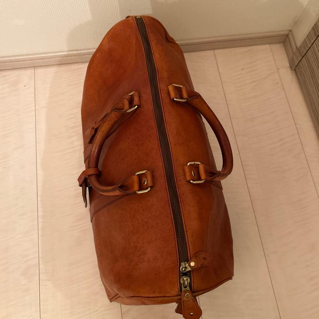 ヌメ革 ボストンバッグ 錠前・鍵付き 肩掛けベルト付き ヴィンテージ