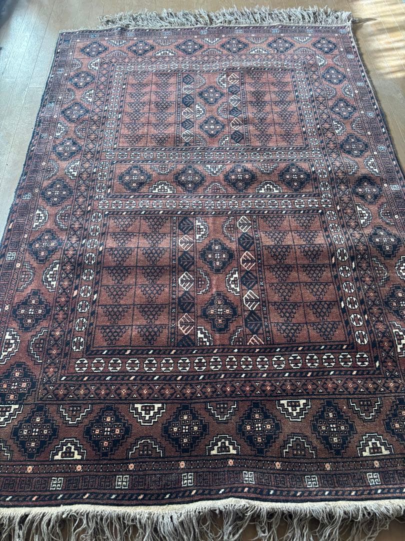 【ダメージ多め格安】パキスタン絨毯　トルクメン　手織り　ペルシャ