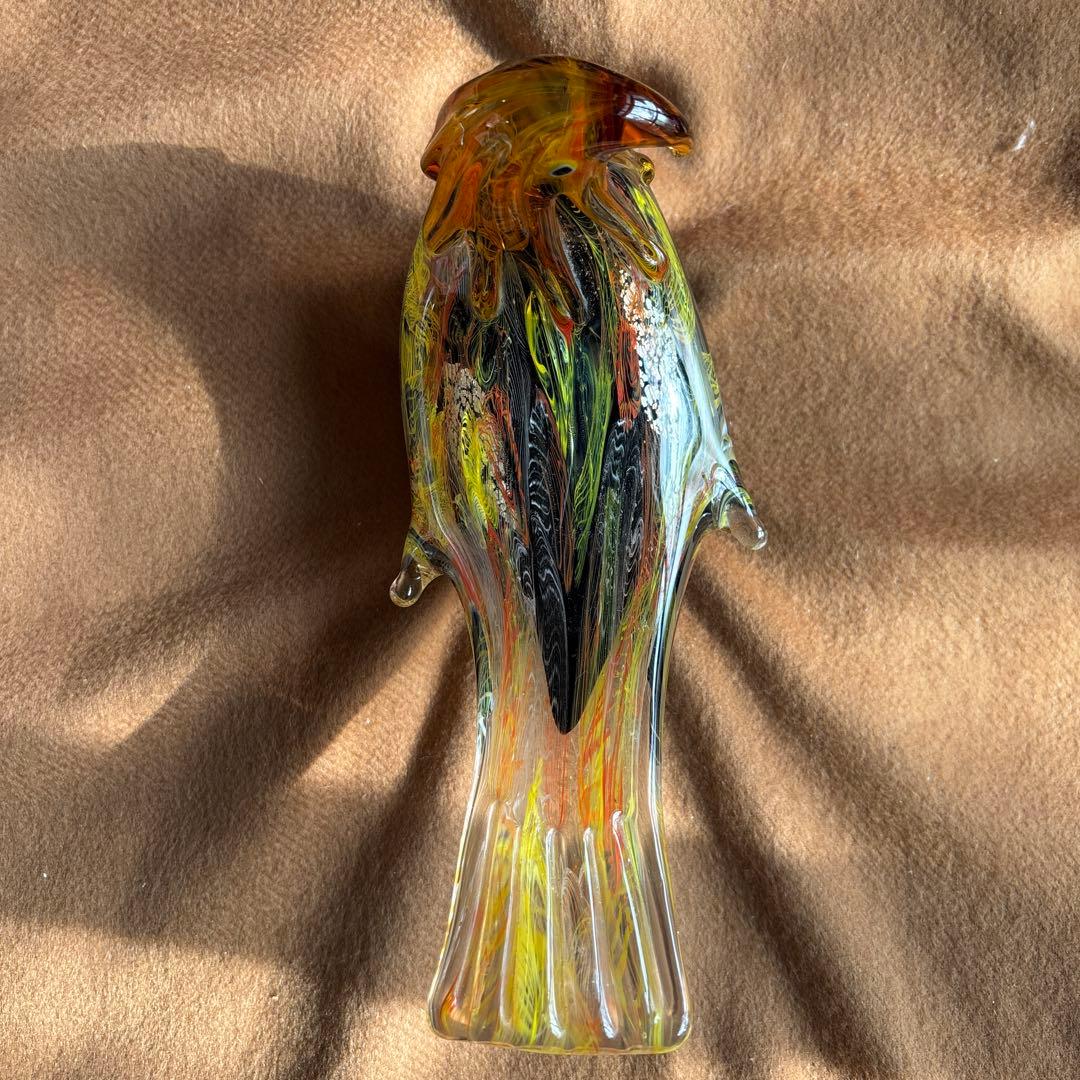 美品　ガラス製鳥の置物 2羽セット