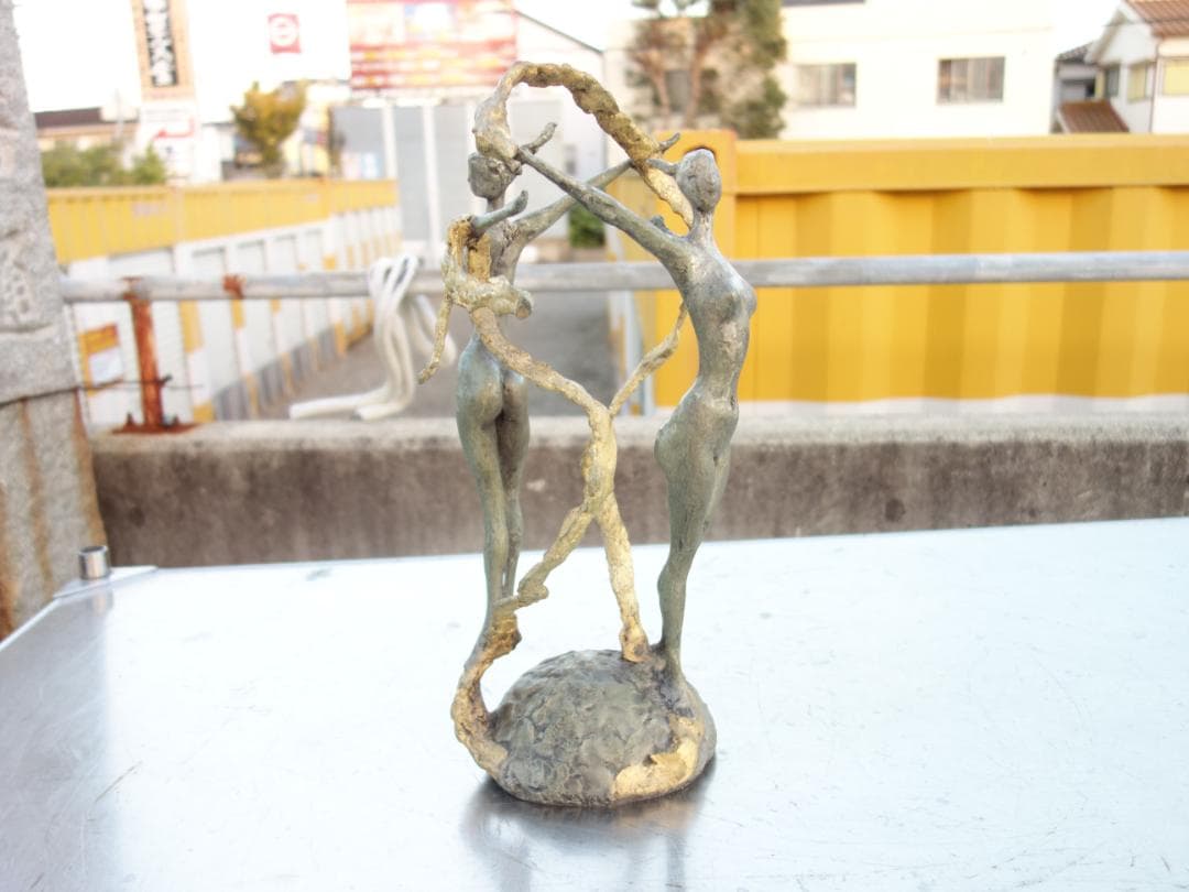 【中古】M▽ブロンズ像 彫刻 アート オブジェ 女性 裸婦 (37239)