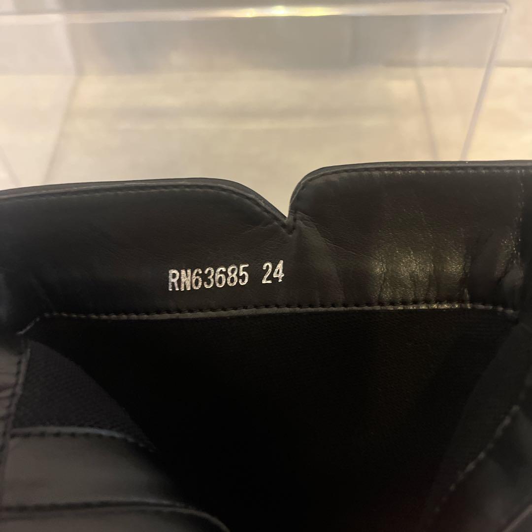 ダイアナ ショートブーツ スクエアトゥ サイドジップ ブラック 24㎝