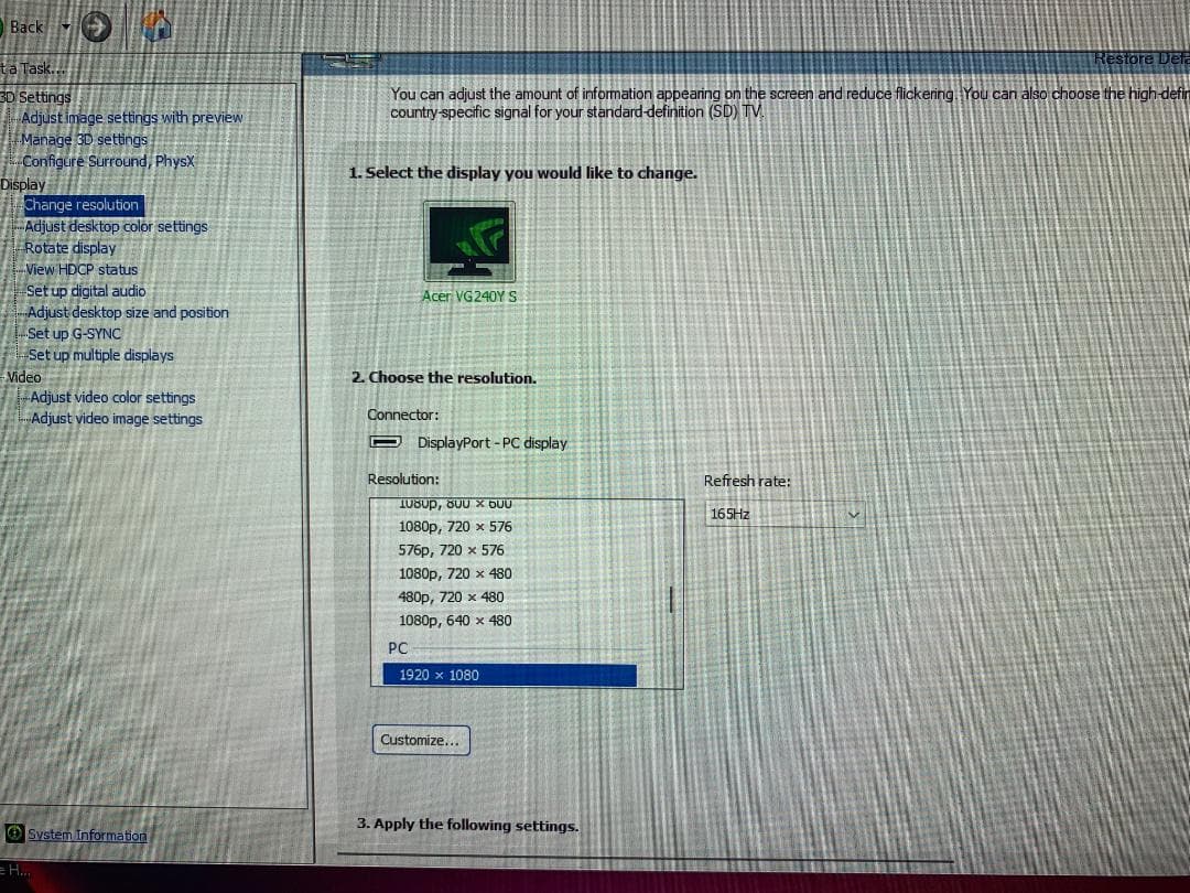 ディスプレイ・モニター本体 Acer VG240Y 24-Inch IPS Full HD165 Hz