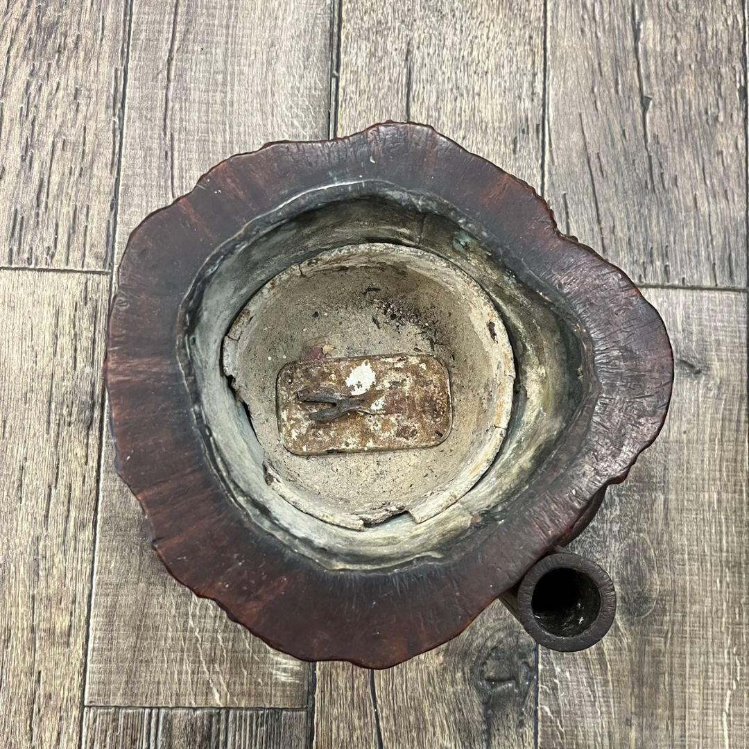 ずっしりとした重厚感 天然木 瘤 切り株 火鉢 木製 レトロ 工芸品 骨董品