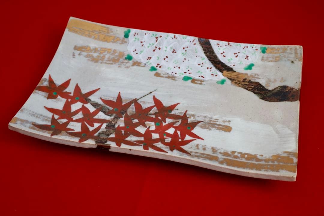 魯山人シリーズ【魯山人写しの器　色絵春秋長角盛皿　寺田春栄　作】