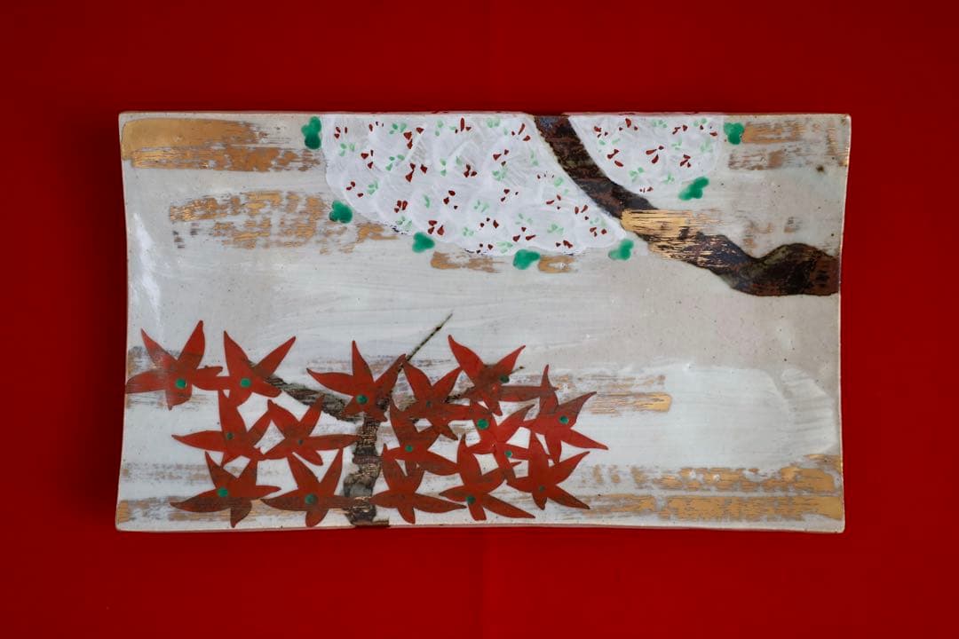 魯山人シリーズ【魯山人写しの器　色絵春秋長角盛皿　寺田春栄　作】