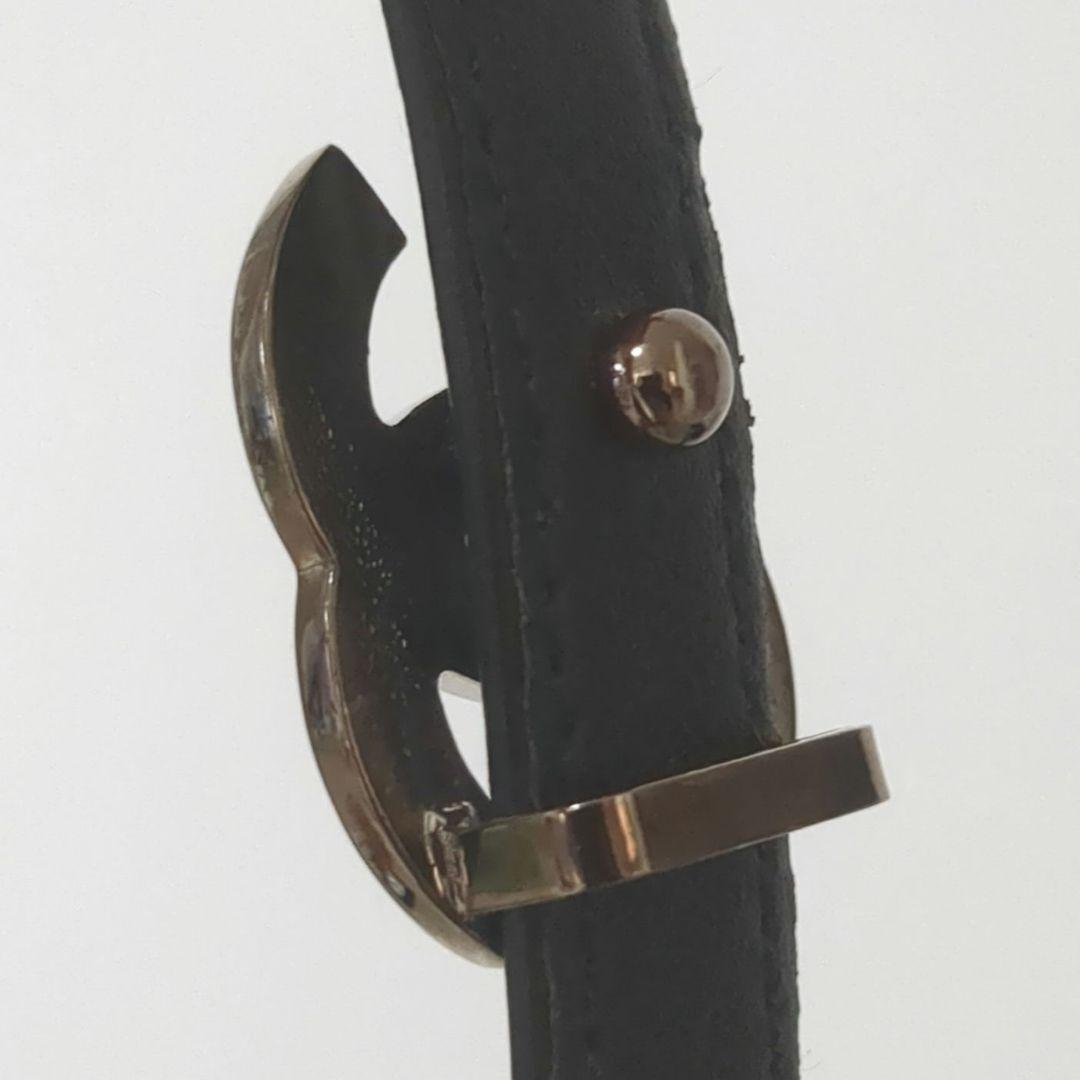 シャネル　CHANEL ココマーク　レザーベルト　ベルト　シルバー金具　ブラック