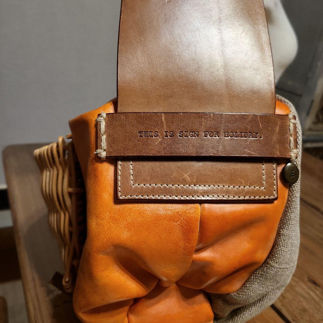 し*の様 ︎✿ エバゴス 籐とレザー のカジュアル ショルダーバッグ ︎✿