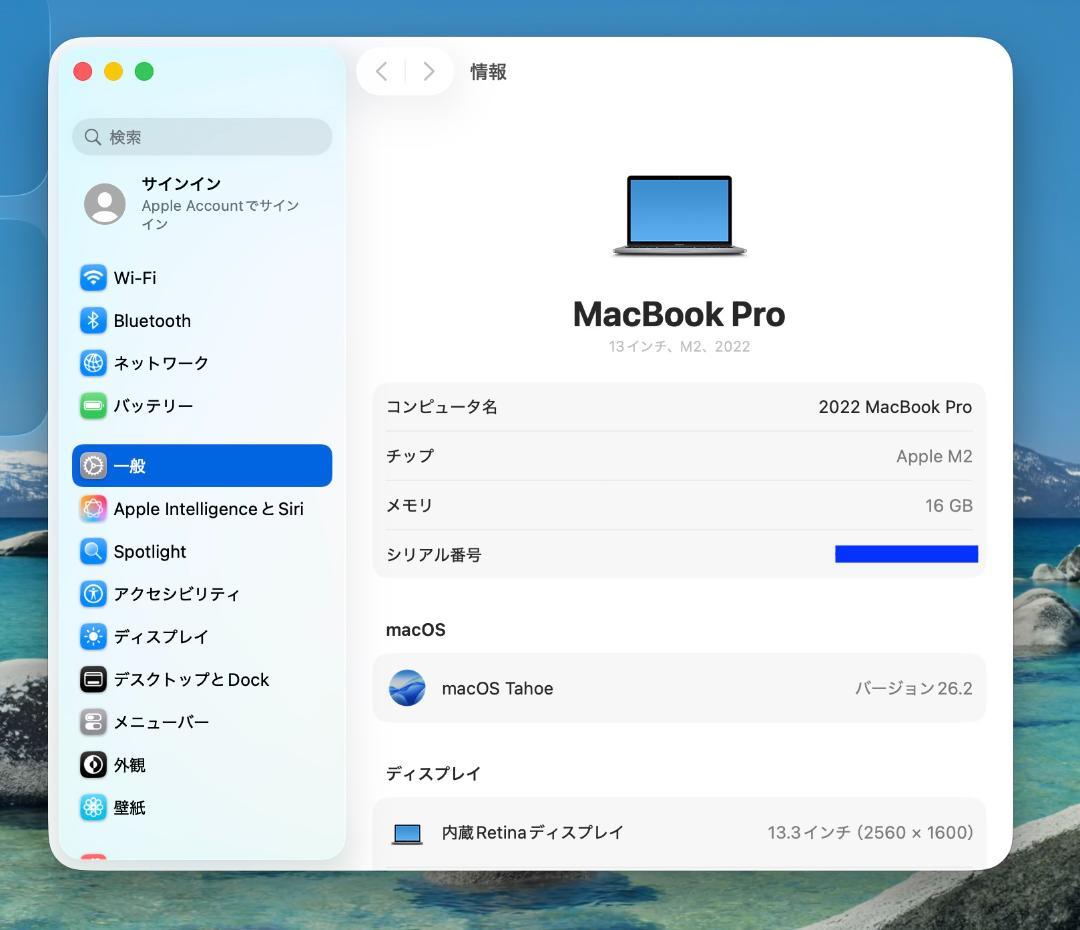 超美品 MacBook Pro 13 2022 M2 16G SSD 256G