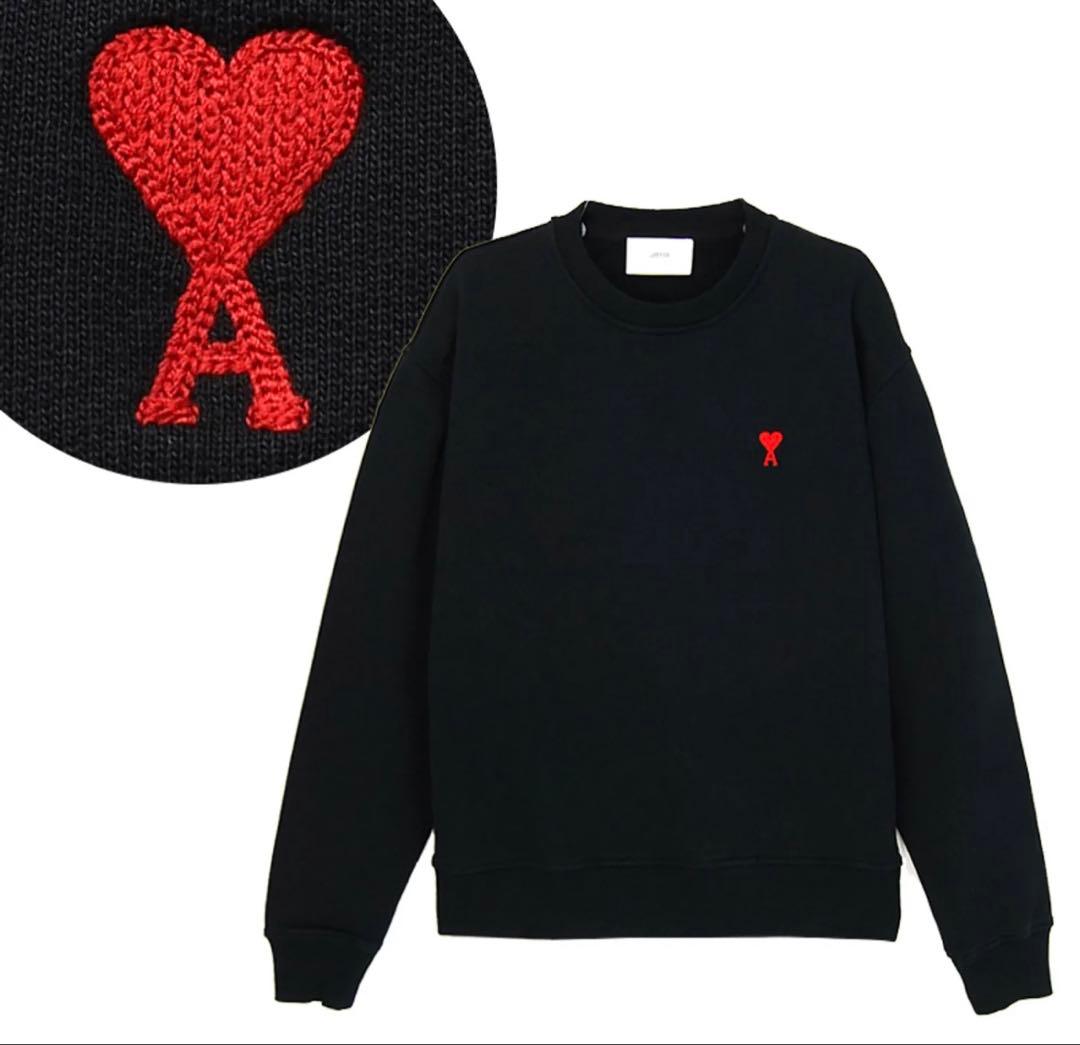 ami ハート刺繍 ブラック トレーナー