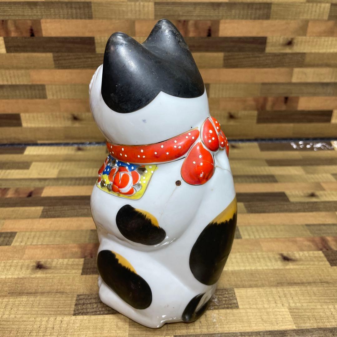 招き猫 まねきねこ 縁起物 置物 昭和 レトロ ヒビあり