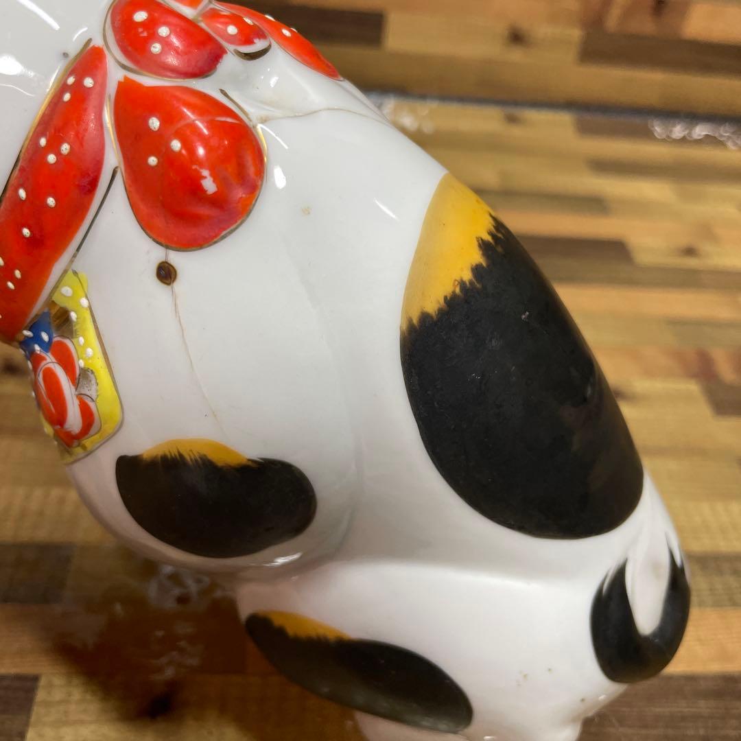 招き猫 まねきねこ 縁起物 置物 昭和 レトロ ヒビあり