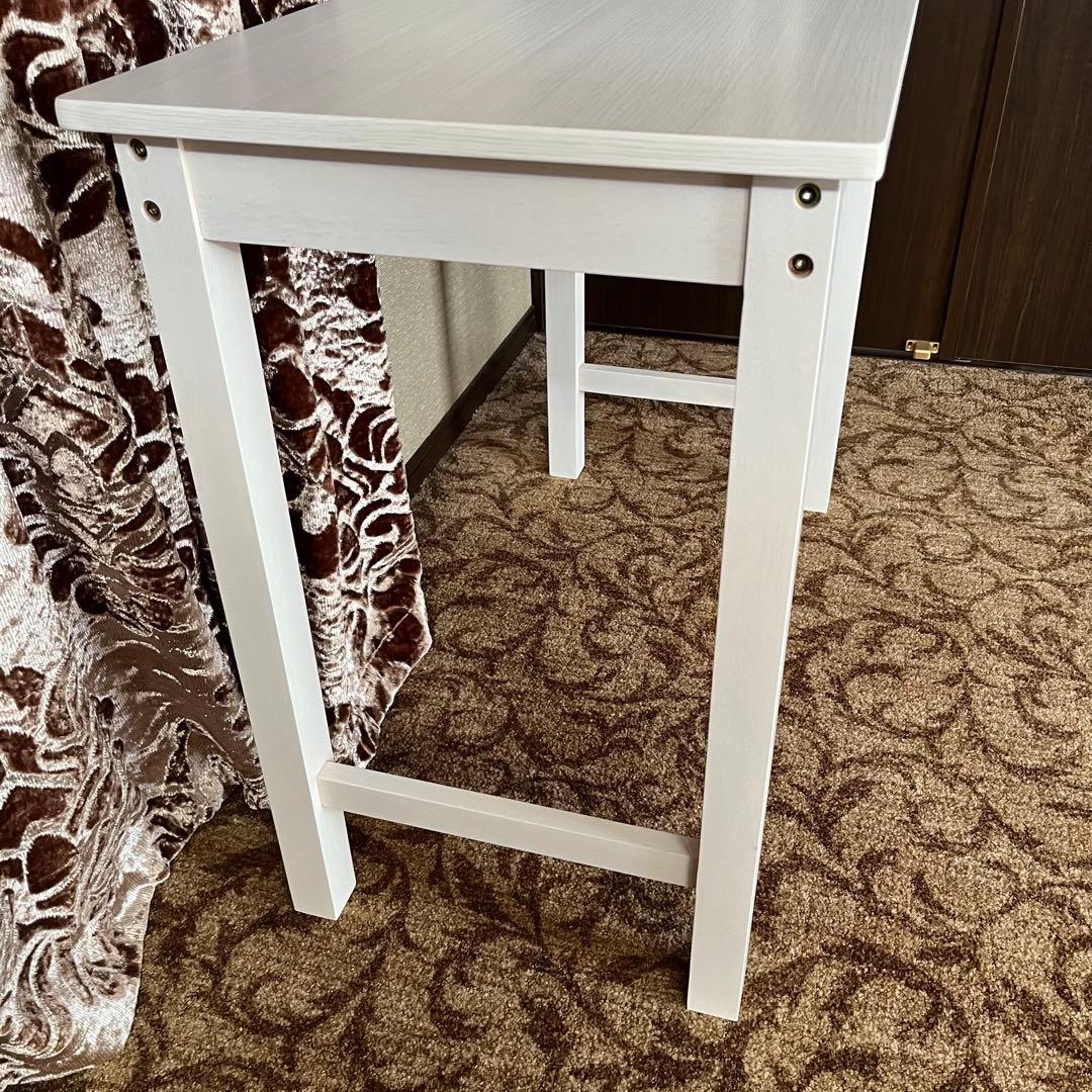 不二貿易 デスク机 幅90×奥行45×高さ72cm ホワイト木製 引出収納付き