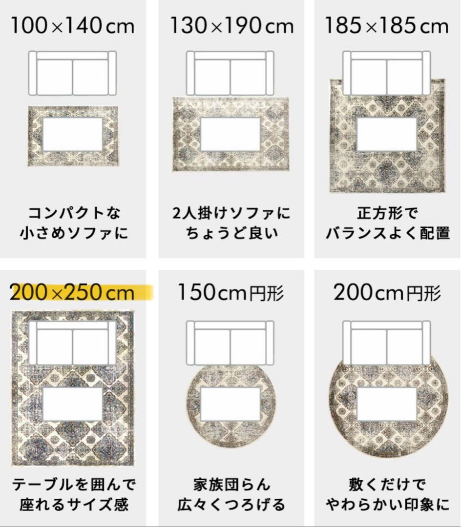 オリエンタルパターン ラグ カーペット 絨毯 約200×250cm Amira