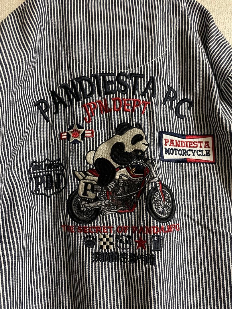 ★美品★ PANDIESTA JAPAN ツナギ デニム ヒッコリー デカロゴ