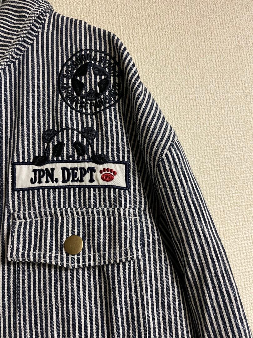 ★美品★ PANDIESTA JAPAN ツナギ デニム ヒッコリー デカロゴ