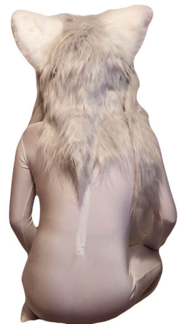 即購入OK。Lサイズ男性用凸仕様純白ゼンタイフルフェイスマスク全身タイツ