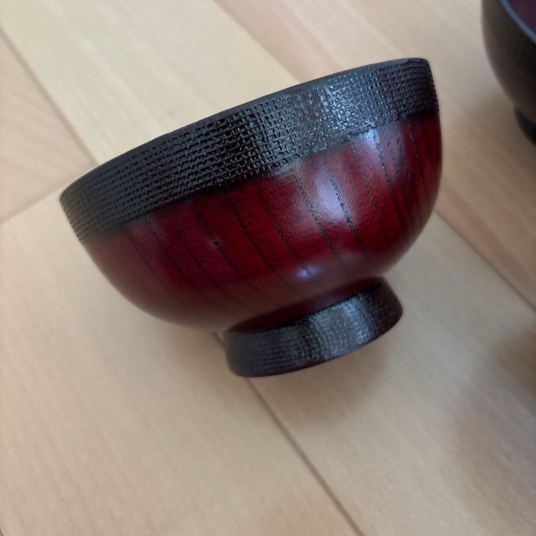 鈴武 会津漆器 紅布着　汁椀 5個セット 未使用品