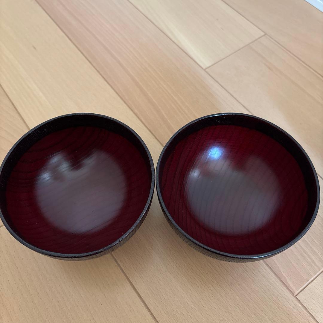 鈴武 会津漆器 紅布着　汁椀 5個セット 未使用品